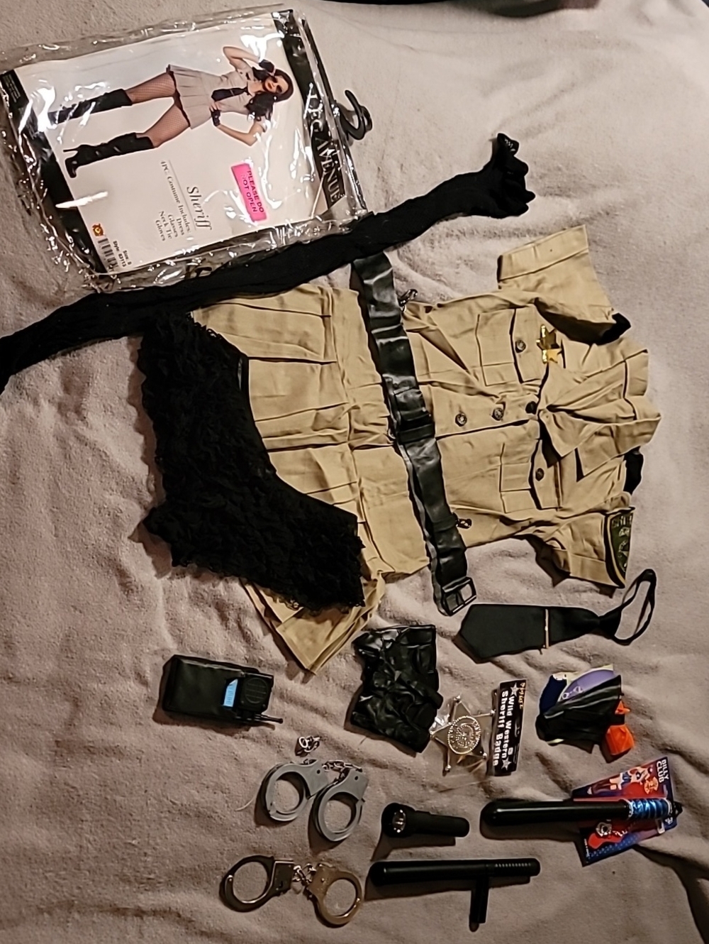 Leg Avenue Women's Tan and Black Police/ Sheriff Costume Set - Size Small